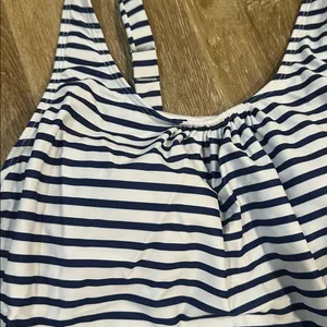 Striped Navy and White Women's Swim Set tankini thumbnail 2