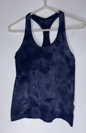 Lululemon Lemon‎ Blue Marbled Short Racerback Tank Top Size 6 thumbnail 1
