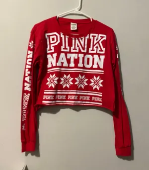 PINK Long Sleeve Crop Top thumbnail 1