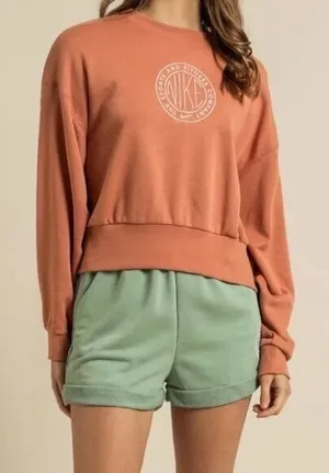 Nike Women's Size XS Femme Crew Jumper Terra Blush Pink Tan Loungewear Active thumbnail 1