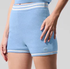 Alo Yoga Tennis Club Sweater Knit Hot Short Seashell Blue/White XS thumbnail 1