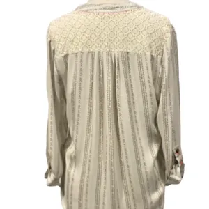 Jolt Off White V Neck Semi Sheer 3/4 Sleeve Blouse thumbnail 6