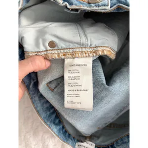 Good American Light Wash Denim 90s Cut Off Distressed Raw Hem Summer Shorts 4 thumbnail 4