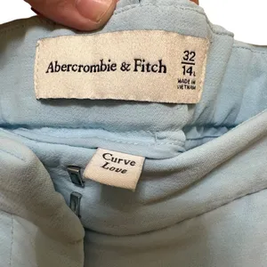 Abercrombie Curve Love Sloane Low Rise Wide Leg Tailored Linen Pant 32L Sky Blue thumbnail 7