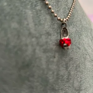 Red sparkly bling platform heel shoe necklace silver tone chain thumbnail 7