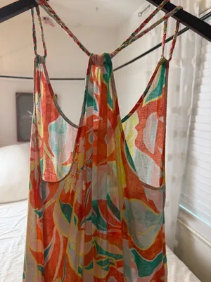 Cynthia Rowley Colorful Floral Maxi Slip Dress beach cover-sz S thumbnail 3