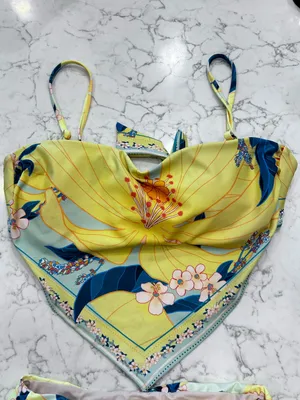 Farm Rio X Anthropologie Floral Print Bandana Bikini Top & High Leg Bottom Set S thumbnail 8