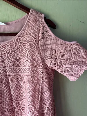 Daisy Pink Lace Fit & Flare Short Sleeve Dress thumbnail 3