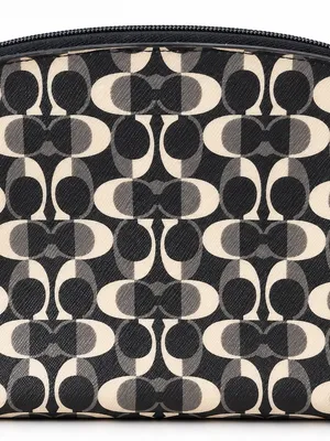 Coach Black Gray Cream Op Art Cosmetic Makeup Pouch thumbnail 2