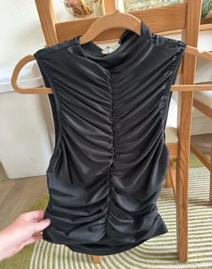 Black ruched top thumbnail 1