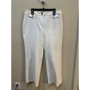 Talbots White Wide Leg Pants Crested Buttons Size 16P Coin Pockets‎ Nautical thumbnail 2