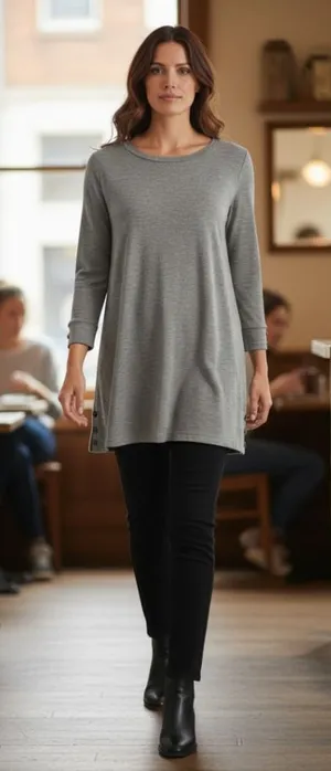 Simply Noelle Women’s Gray 3/4 Sleeve Tunic Size S/M (8-10) thumbnail 1