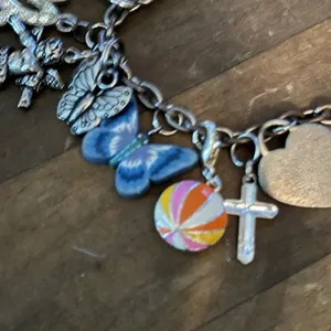 Silver tone loaded charm bracelet thumbnail 3