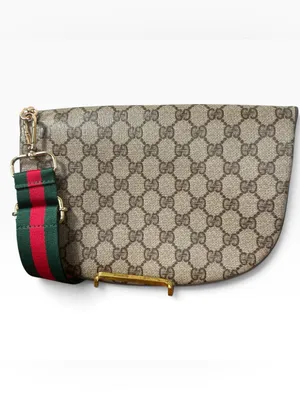 Gucci Beige GG Canvas Crescent Crossbody with Green and Red Web Strap thumbnail 2