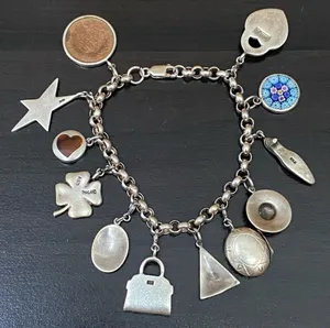 Sterling Silver Vintage 925 12 Charms Bracelet thumbnail 3