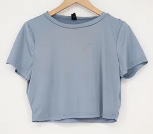 SHEIN Dusty Blue Short Sleeve Crew Neck Crop Top XL 12 thumbnail 1