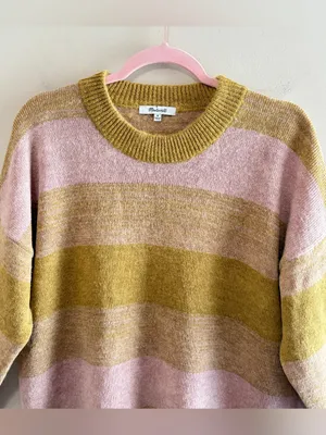 MADEWELL Otis‎ Space Dye Striped Alpaca Blend Sweater in Pink Oyster, Medium thumbnail 4