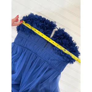 NWT Lulus Chic Spectacle Navy 3D Applique Strapless Maxi Dress Strapless Size S thumbnail 6