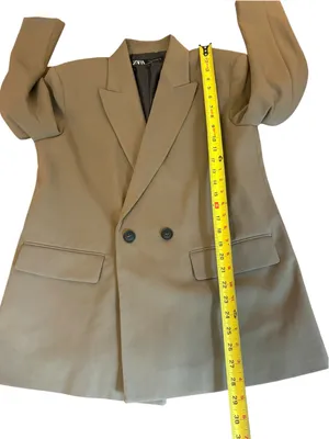 Zara Double Breasted Oversize Blazer In Khaki Womens Small Blogger Favorite thumbnail 7