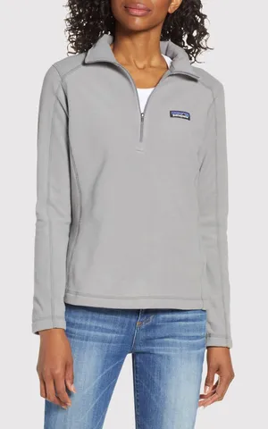 Patagonia Womens Jacket Gray Micro D 1/4 Zip Fleece Pullover Outdoor Medium thumbnail 1