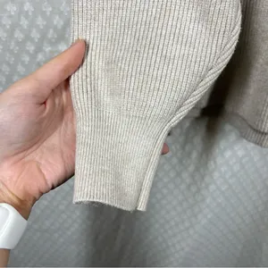 Free‎ People Cream Ribbed Softly Structured Tunic Sweater thumbnail 6