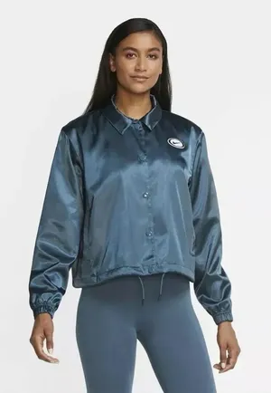 Nike Jacket Womens NSW Sportswear Satin CU5351-058‎ SZ Medium GREEN thumbnail 1