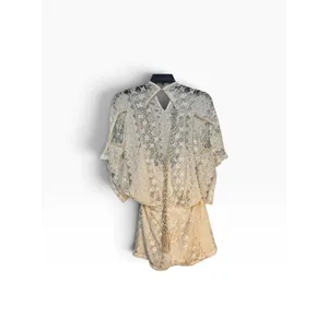 Venus Cream Lace Romper V-Neck Keyhole Back Tassel Tie Boho Size 1X thumbnail 7