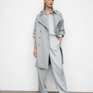 Club Monaco Light blue/grey Adjustable Sleeve Soft Trench thumbnail 4