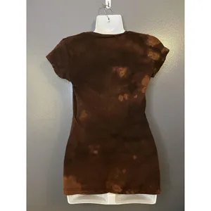 Source Unknown Slayers Shirt Womens Size XS Brown Bleach Dye Glitter 23 Graphic Tee Top thumbnail 5