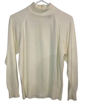 VINTAGE Worthington Sweater Women's Mock Neck‎ White 100% Acrylic Long Sleeve M thumbnail 1