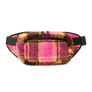 Women’s hands‎ free rectangular fanny pack pink plaid thumbnail 4