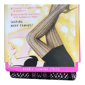 SPANX Star Power Center Stage Double Diamond Stripe Shaping Tights Black Size C thumbnail 5