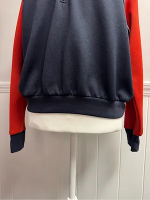 Frame Colorblock Mock Neck 1/4 Zip Pullover Sweatshirt Blue Red Small Retro 90s thumbnail 9