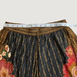 FARM Rio Women Floral Metallic Stripe Tassel Smocked Waist Shorts Black Gold XS thumbnail 6