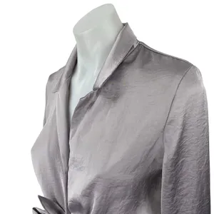 Aritzia Wilfred Purple Lilac Silk Satin Long Sleeve Crop Tie Button Up Shirt XS thumbnail 2