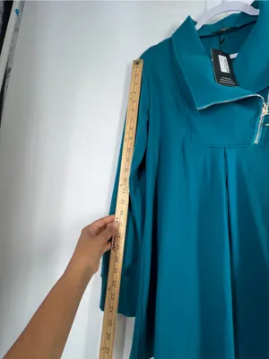 Valolia Teal Zipper Lapel Swing Tunic Top Size M NWT thumbnail 14
