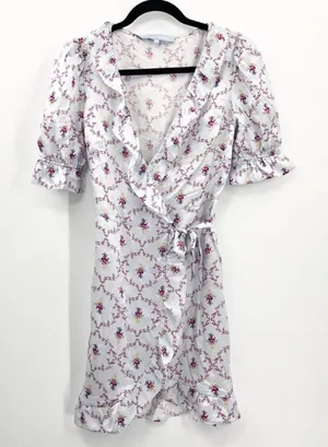Hill House Nima Dress in Cabernet Trellis Floral Silk Extra Small thumbnail 1