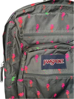 Jansport Grey And Pink Seahorse Print School Travel Laptop Book Bag Backpack thumbnail 2