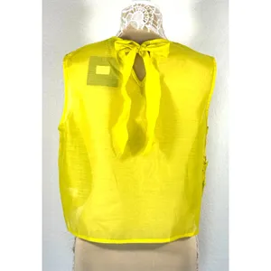 Marc New York Chartreuse 3D Floral Lace Crop Top M Tie Back Party Statement NWT thumbnail 2