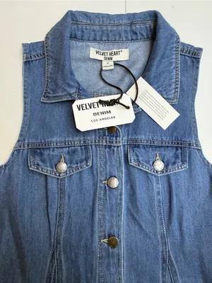 Velvet Heart Blue Sleeveless Button-Front Denim Midi Dress size S thumbnail 8