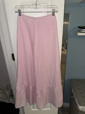 SheIn Pink and White Striped Maxi Skirt thumbnail 5
