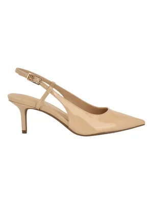 Tommy Hilfiger Cerizza Patent Faux Leather Slingback Pumps Ivory Brown 9.5M thumbnail 16