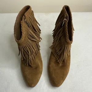 Vince Camuto Erichan Fringe Suede‎ Ankle Boots Brown Women 9M thumbnail 2