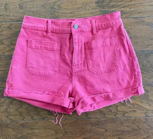 Madewell red denim shorts thumbnail 1