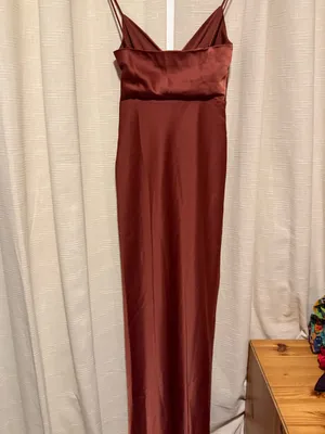 Sachin + Babi Burnt Copper Satin Wrap Maxi Dress thumbnail 8