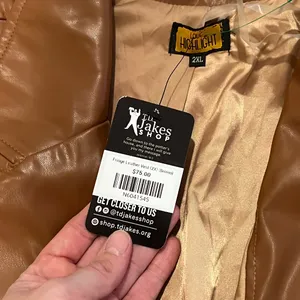 Tan Fringe leather trench Vest thumbnail 4