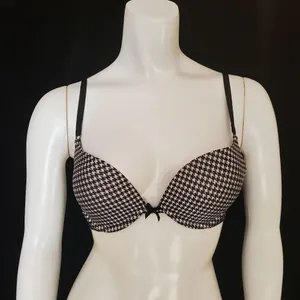 Victoria's Secret Push-Up Black & White Houndstooth & Floral Bra (32C) thumbnail 2