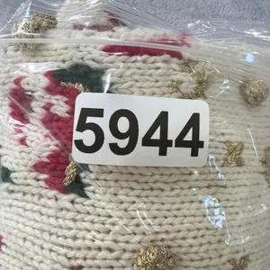 Vtg. 80s Curio & Company Hand‎ Knit Christmas Sweater Bow Garland Metallic Ramie thumbnail 7