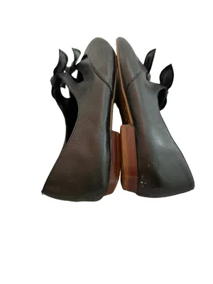 Video Black Pointed Toe Bow Mary Jane Leather Ballet Flats Cutout Size 7 Women's thumbnail 6