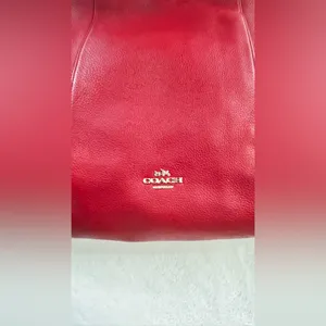 COACH Isabella Vibrant RED Leather Bag Shoulder Pebble Gold Hardware Handbag. thumbnail 3